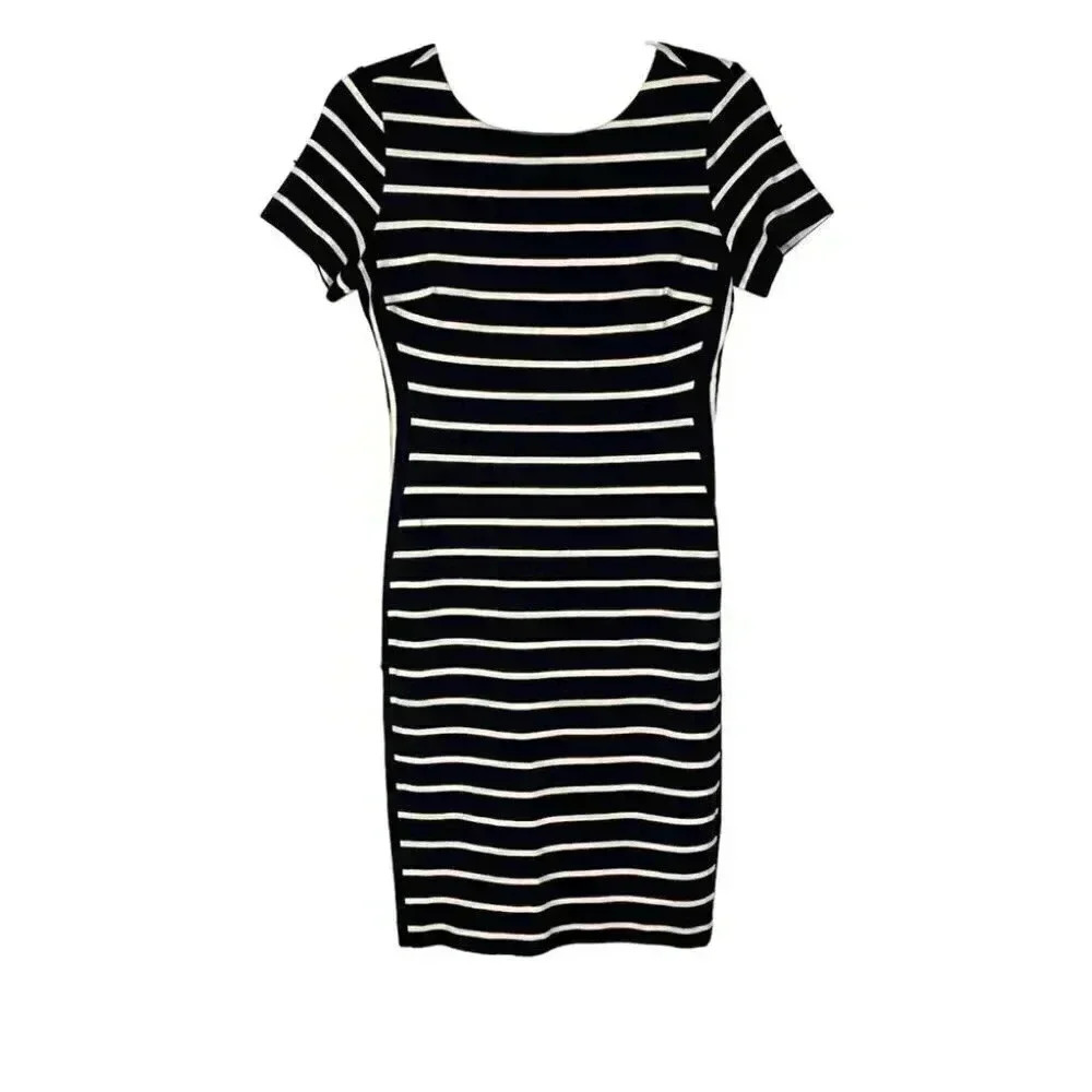 Banana Republic Navy Blue & White Striped Nautical Dress